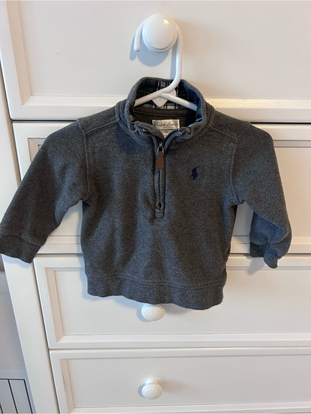 Ralph Lauren Baby Boy Quarter-Zip Pullover - Charcoal Gray
